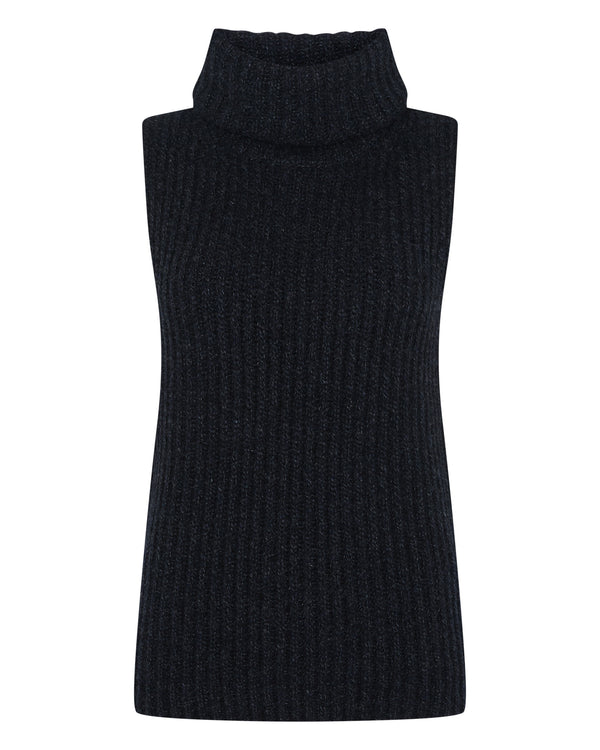 Women's Ribbed Sleeveless Turtle Neck Cashmere Jumper 2