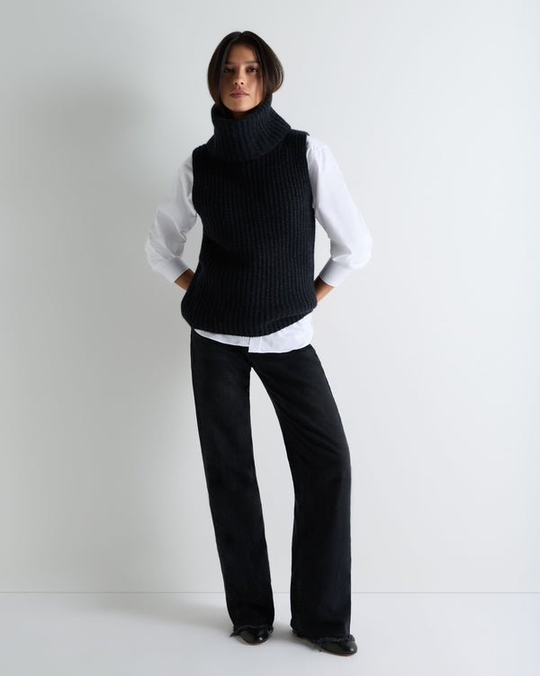 Women's Ribbed Sleeveless Turtle Neck Cashmere Jumper 3