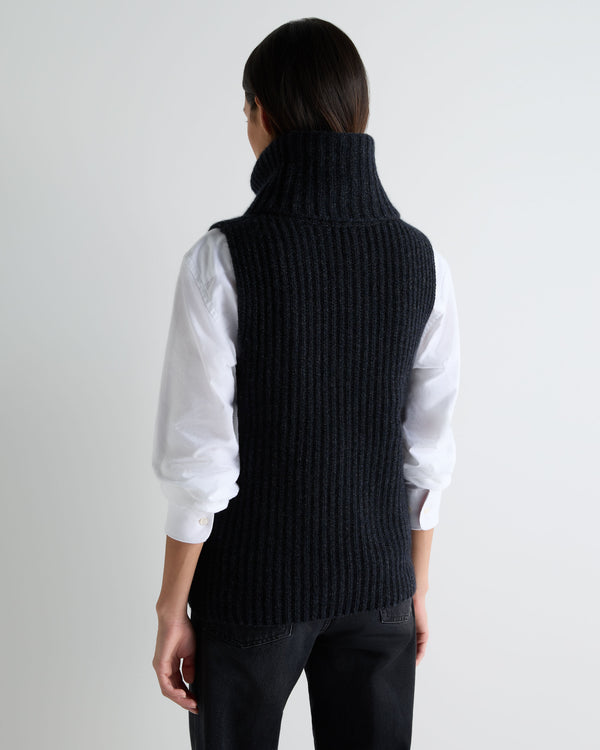 Women's Ribbed Sleeveless Turtle Neck Cashmere Jumper 4