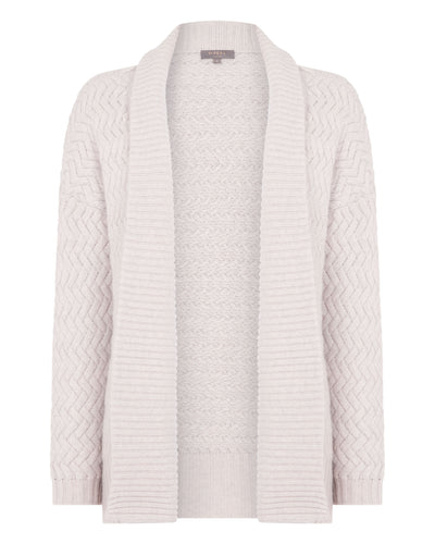 N.Peal Women's Heirloom Basketweave Cashmere Cardigan Snow Grey