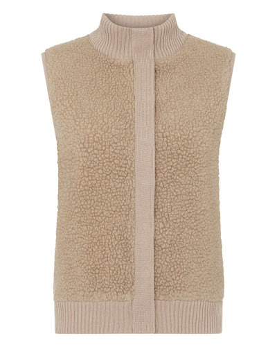 N.Peal Women's Cashmere Shearling Gilet Cashew Brown