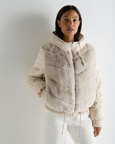 N.Peal Women's Fur Front Padded Jacket Natural Brown