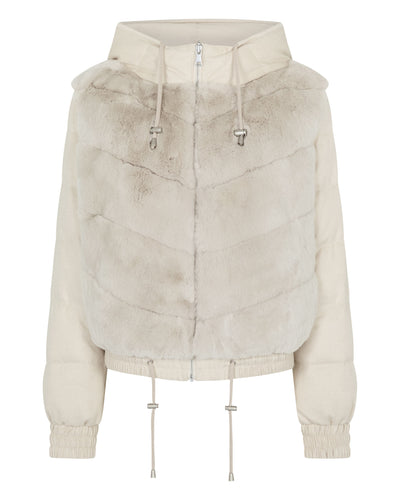 N.Peal Women's Fur Front Padded Jacket Natural Brown