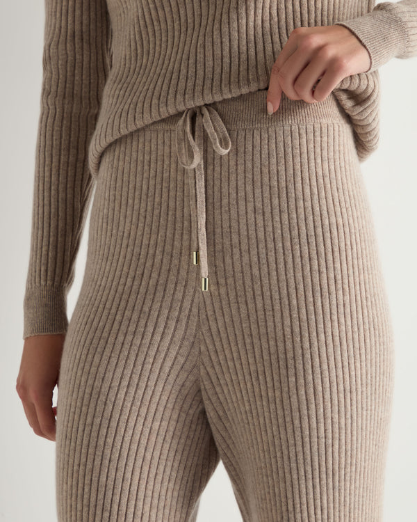 Women's Ribbed Wide Leg Cashmere Trousers 5