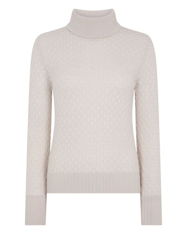 Women's Fairisle Cashmere Roll Neck Cashmere Jumper With Lurex 2