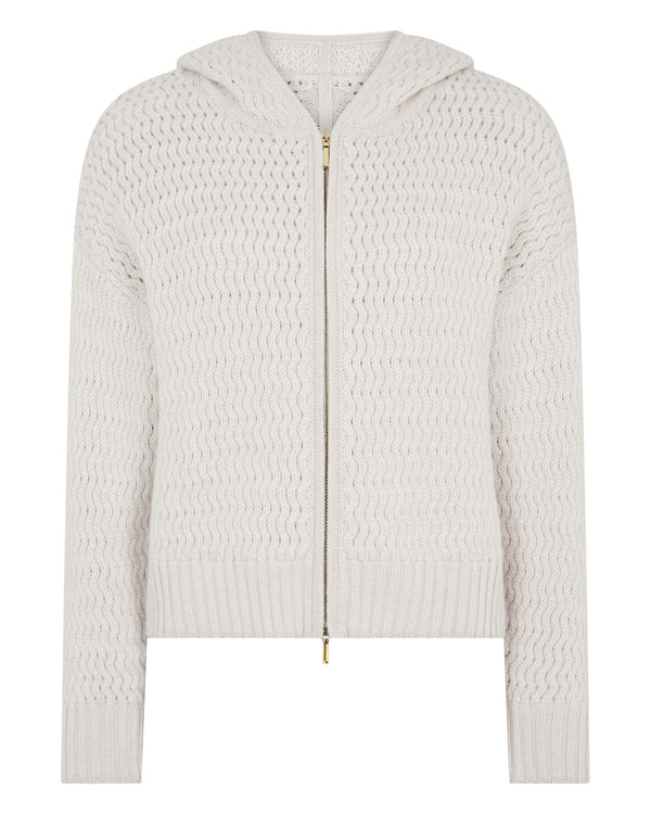 Women's Cashmere Chevron Cashmere Hoodie With Lurex 2