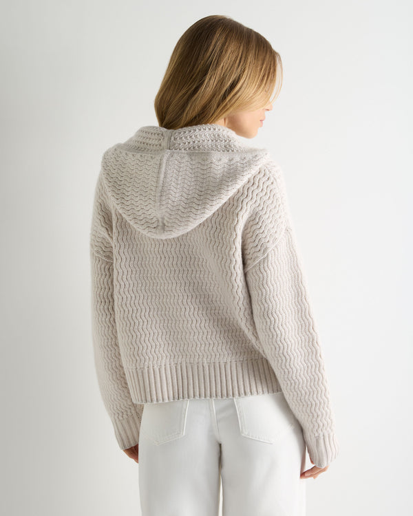 Women's Cashmere Chevron Cashmere Hoodie With Lurex 4