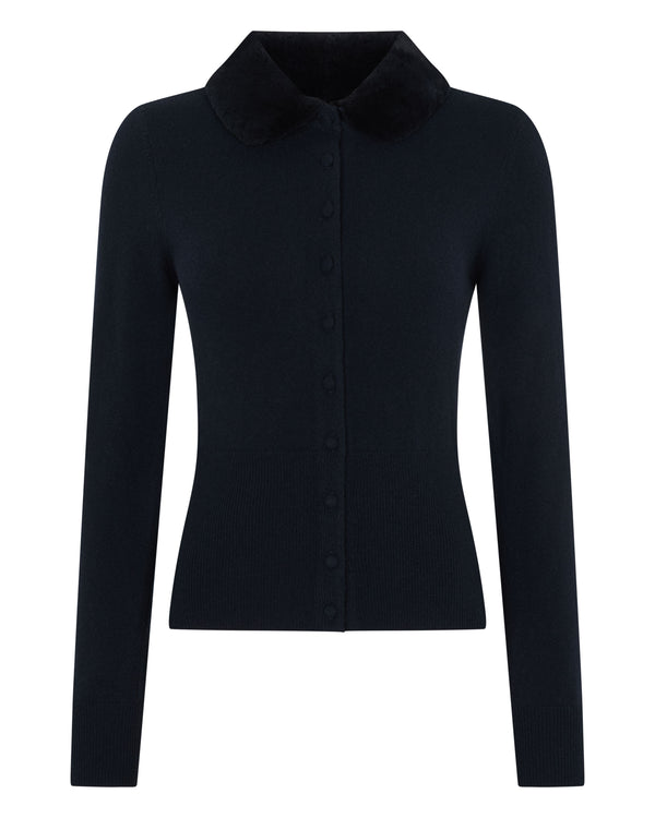 Women's Hannah Fur Collar Cashmere Cardigan 7