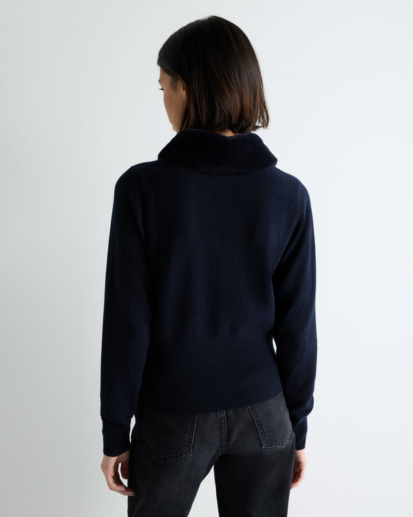 Women's Hannah Fur Collar Cashmere Cardigan 4