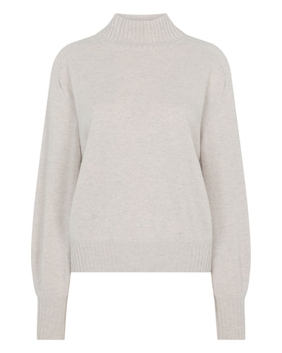 N.Peal Women's Funnel Neck Cashmere Jumper Pebble Grey