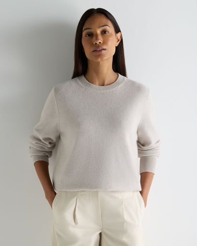 N.Peal Women's Cashmere Crew Neck Jumper Arctic Grey Melange