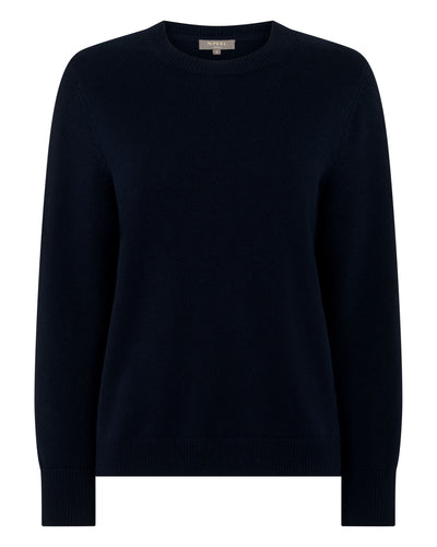 N.Peal Women's Cashmere Crew Neck Jumper Navy Blue