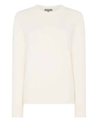 N.Peal Women's Cashmere Crew Neck Jumper New Ivory White