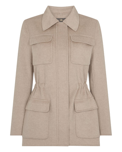 N.Peal Women's Fur Collar Field Jacket Beige Brown