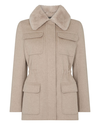 N.Peal Women's Fur Collar Field Jacket Beige Brown