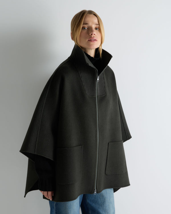 Women's Ribbed Collar Woven Cape 1