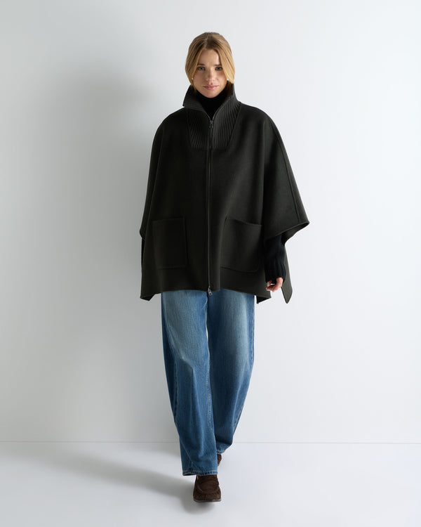 Women's Ribbed Collar Woven Cape 3