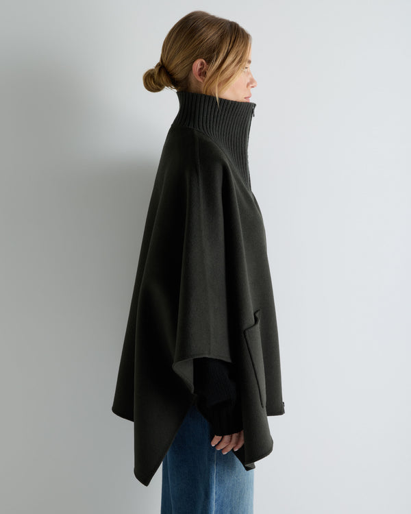Women's Ribbed Collar Woven Cape 7