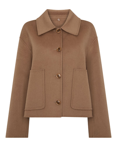 N.Peal Women's Shearling Collar Jacket Camel Brown