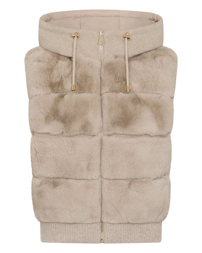 N.Peal Women's Down Gilet With Rex Fur Beige Brown