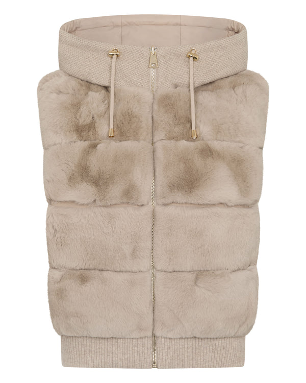 Women's Down Gilet With Rex Fur 1