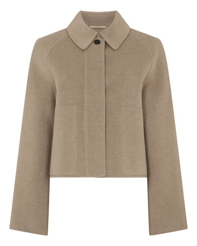 N.Peal Women's Wool Silk Blend Jacket Dark Beige Brown