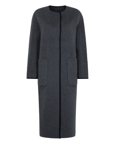 N.Peal Women's Wool Silk Blend Coat Charcoal Grey