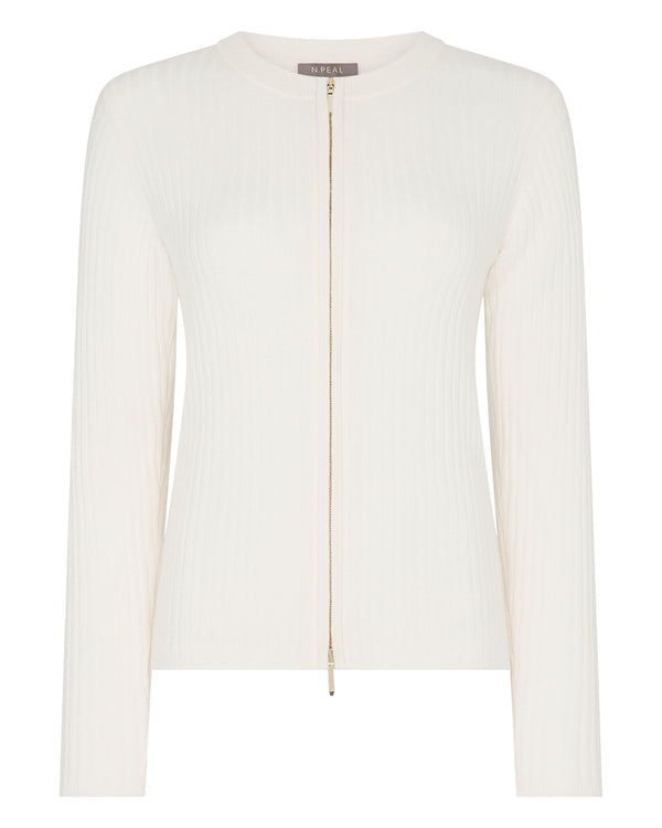 Women's Ribbed Full Zip Cashmere Jumper 2