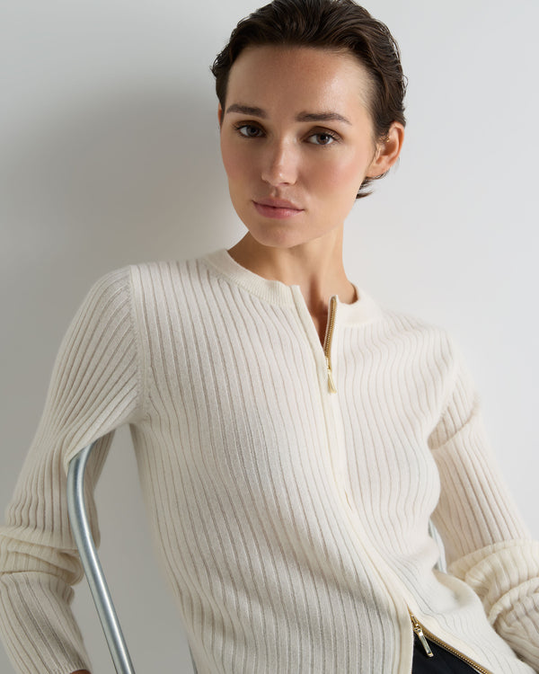 Women's Ribbed Full Zip Cashmere Jumper 5