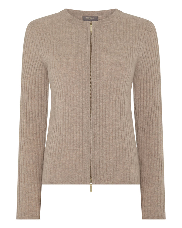 Women's Ribbed Full Zip Cashmere Jumper 2