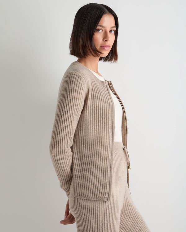 Women's Ribbed Full Zip Cashmere Jumper 5