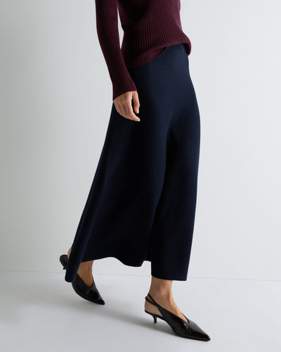 N.Peal Women's Luxe Circle Skirt Navy Blue
