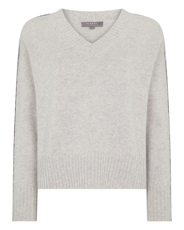 Women's Metal Trim V Neck Cashmere Jumper 2
