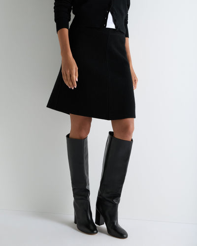 N.Peal Women's Double Faced Mini Skirt Black