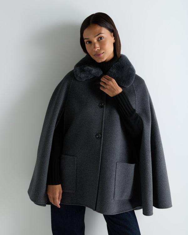 Women's Fur Collar Woven Cape 1