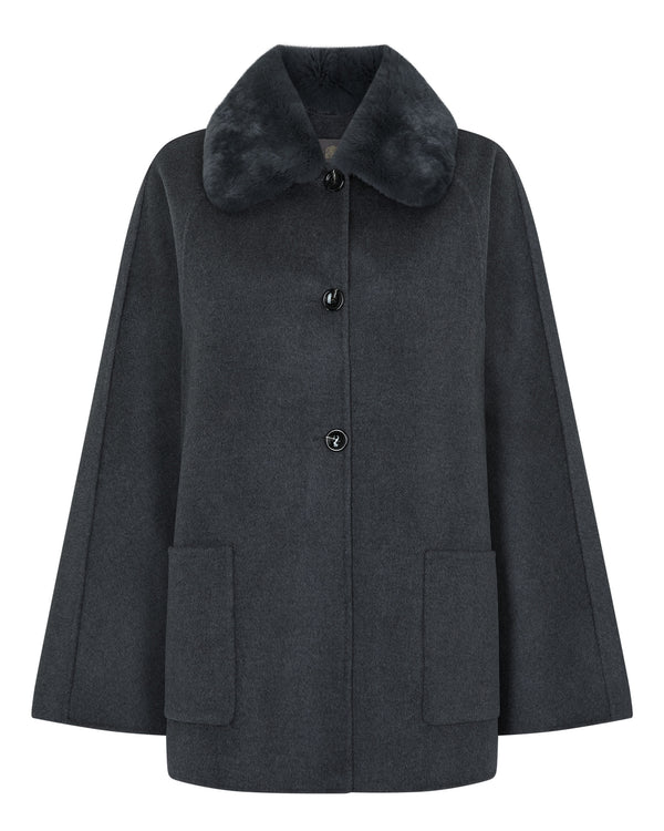 Women's Fur Collar Woven Cape 9