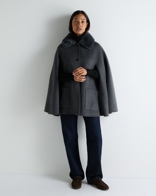 Women's Fur Collar Woven Cape 7