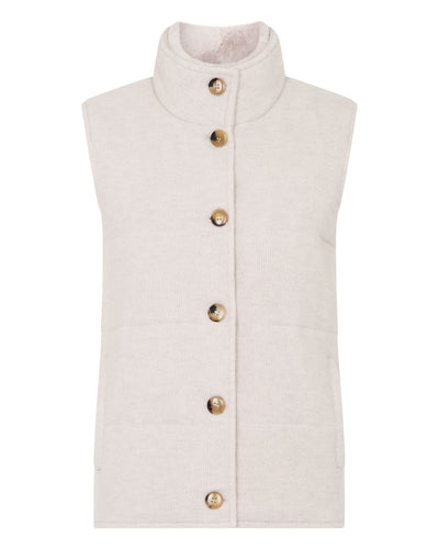 N.Peal Women's Honeycomb Cashmere Gilet With Fur Trim Pebble Grey