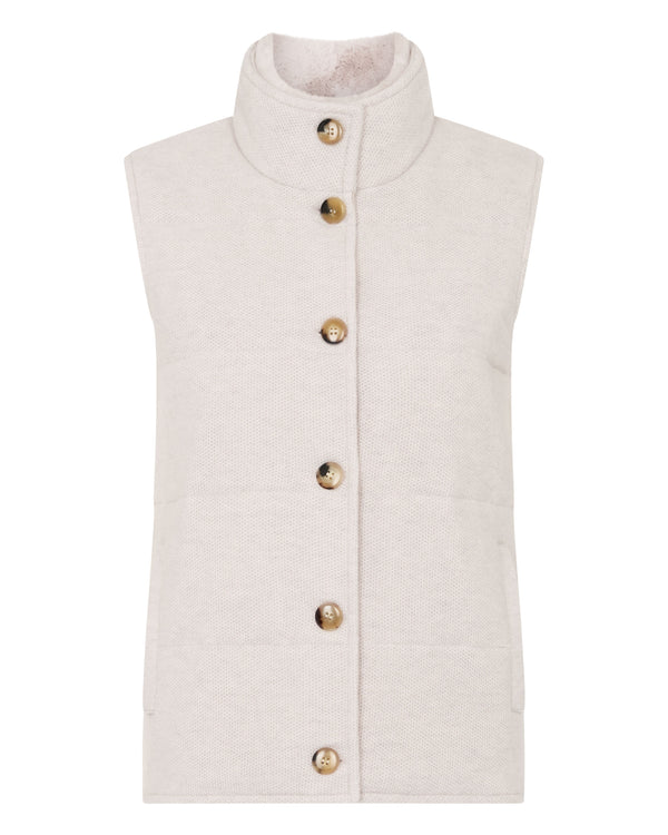 Women's Honeycomb Cashmere Gilet With Fur Trim 2