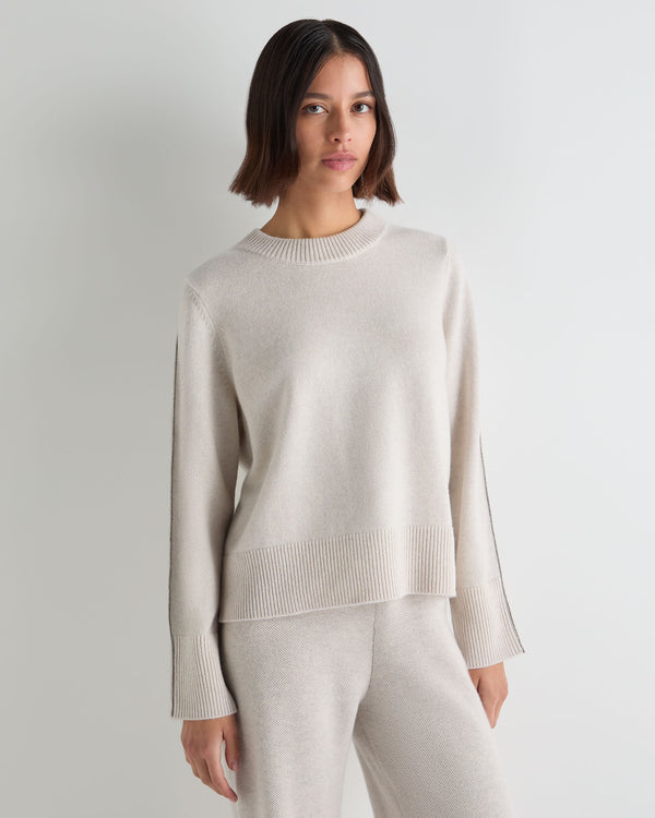 Women's Metal Trim Round Neck Cashmere Jumper 1