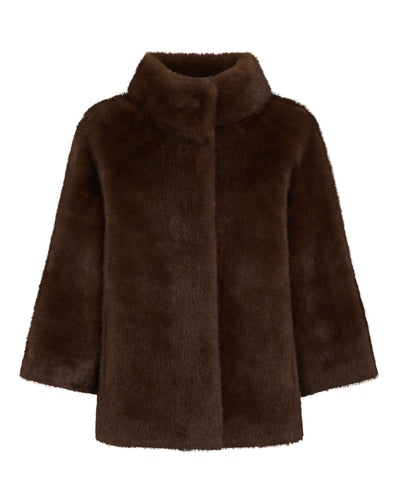 N.Peal Women's Bracelet Sleeve Faux Mink Jacket Brown