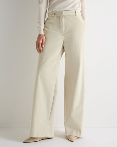 N.Peal Women's Cord Wide Leg Trouser Off White