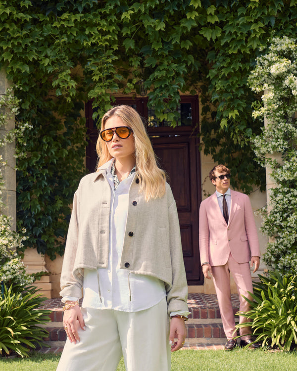 N.Peal Men's Amalfi Linen Jacket Pink