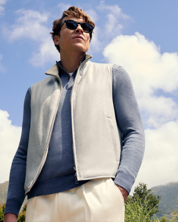 N.Peal Men's Reversible Gilet Beige Brown