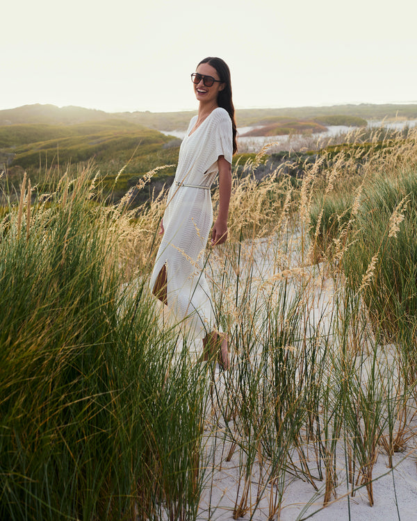 N.Peal Women's Waverly Cotton Blend Dress New Ivory White