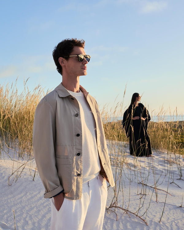 Men's Pique Linen Blend Tee White