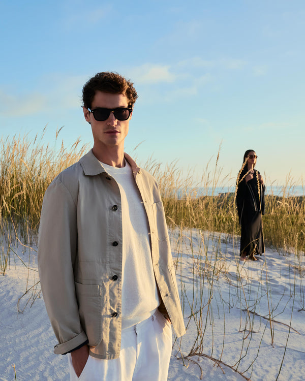 Men's Pique Linen Blend Tee White