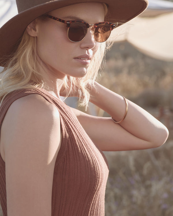 N.Peal Women's Rib Silk Cashmere Tank Top Henna Brown