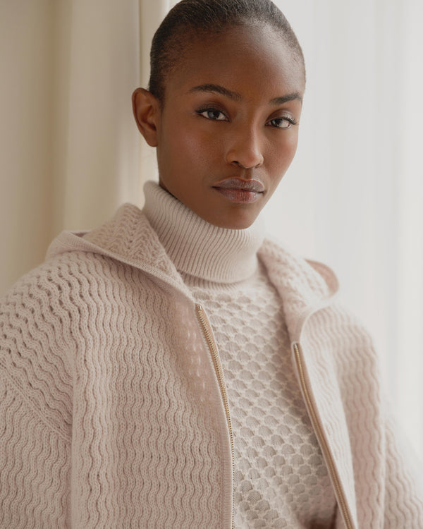 Women's Cashmere Chevron Cashmere Hoodie With Lurex 7