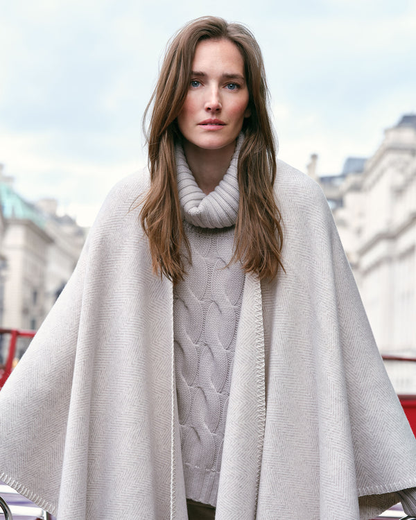 Women's Herringbone Cashmere Cape 8